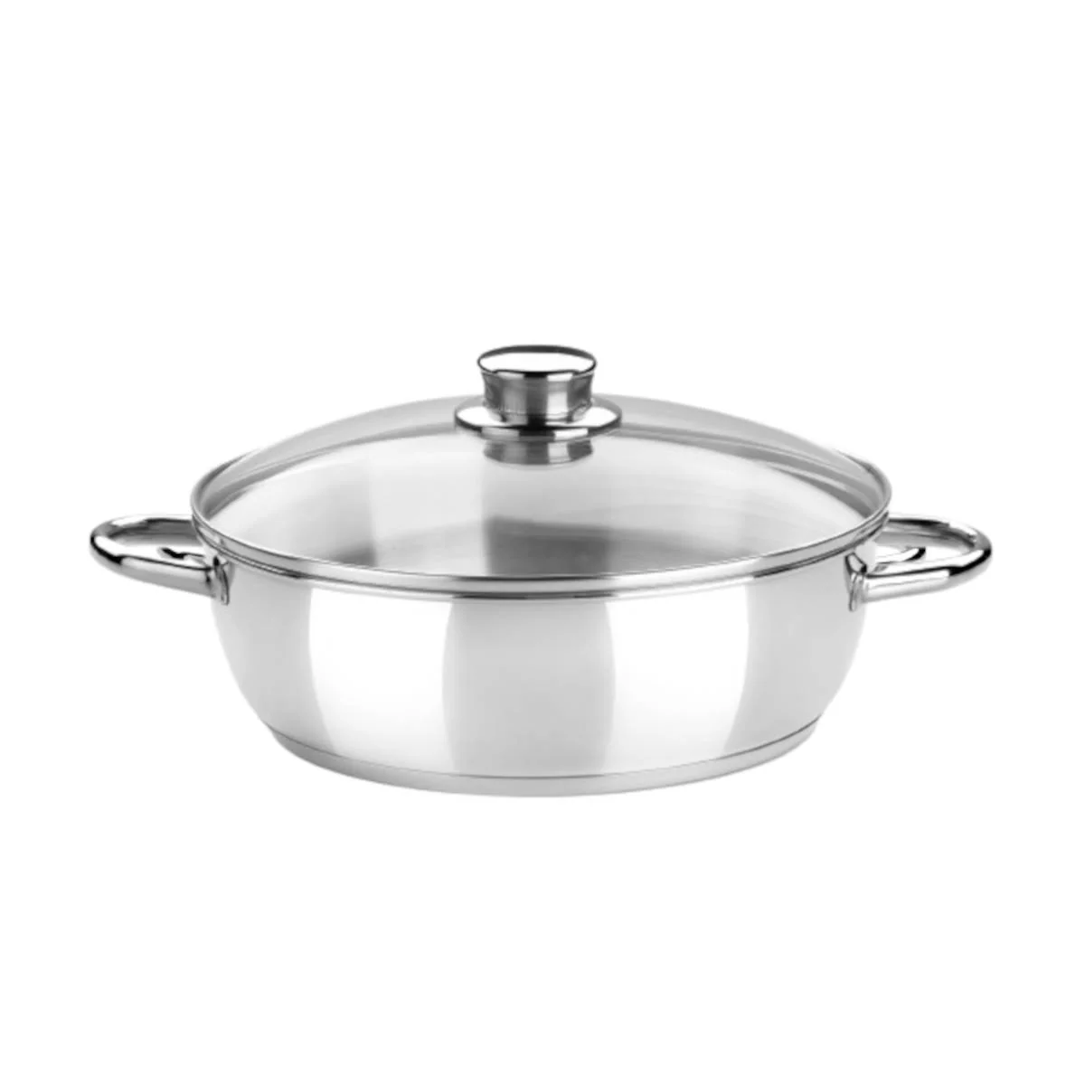 Rustidera de acero inoxidable sin antiadherente Optima con tapa de cristal