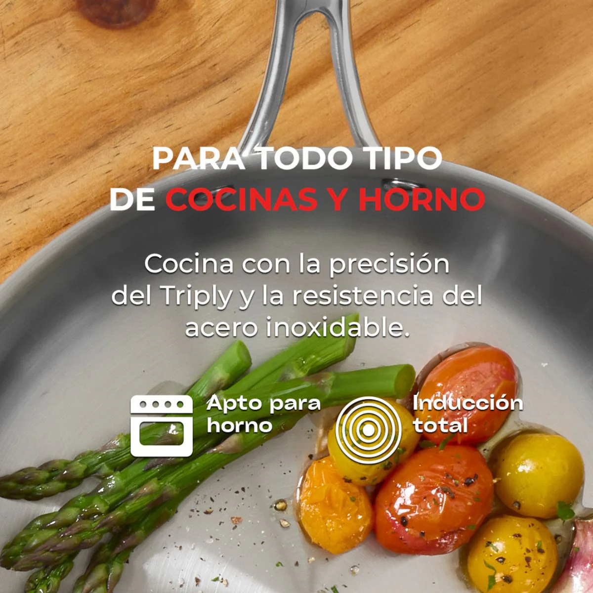 Set de 3 sartenes de acero inoxidable triply sin antiadherente Planet Inox - Image 4